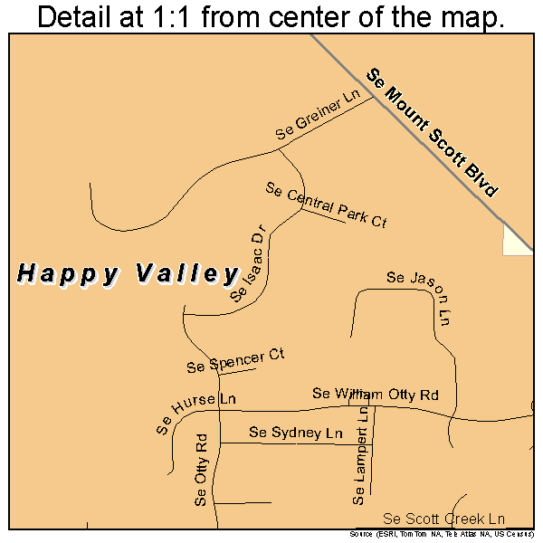 Happy Valley, Oregon road map detail