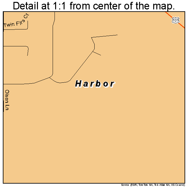Harbor, Oregon road map detail