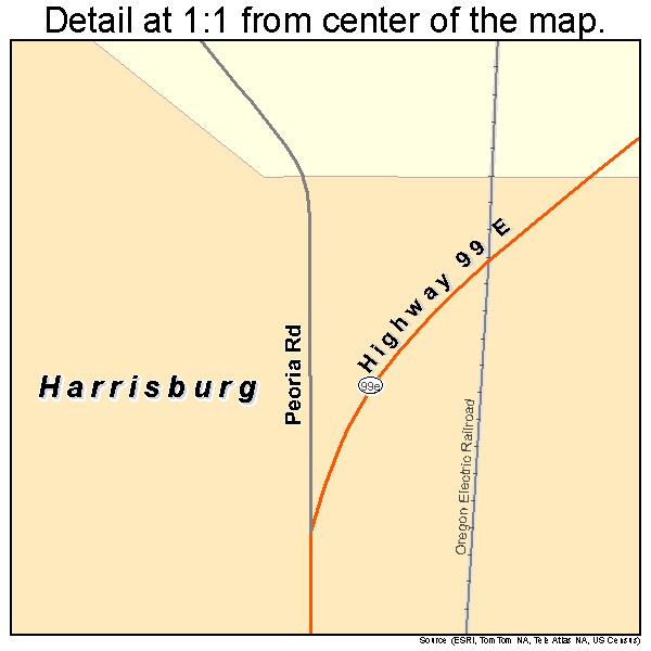Harrisburg, Oregon road map detail