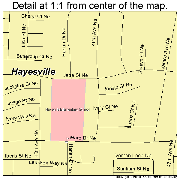 Hayesville, Oregon road map detail