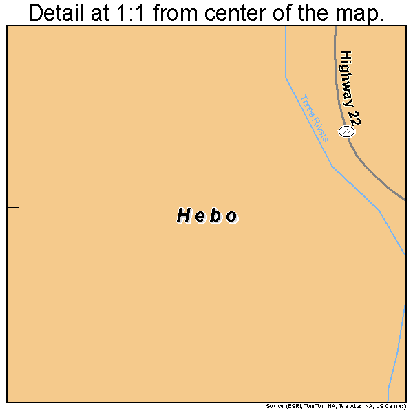 Hebo, Oregon road map detail