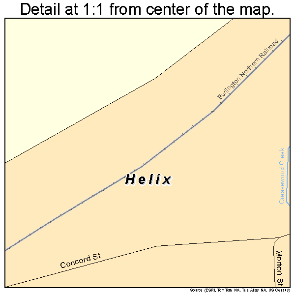 Helix, Oregon road map detail