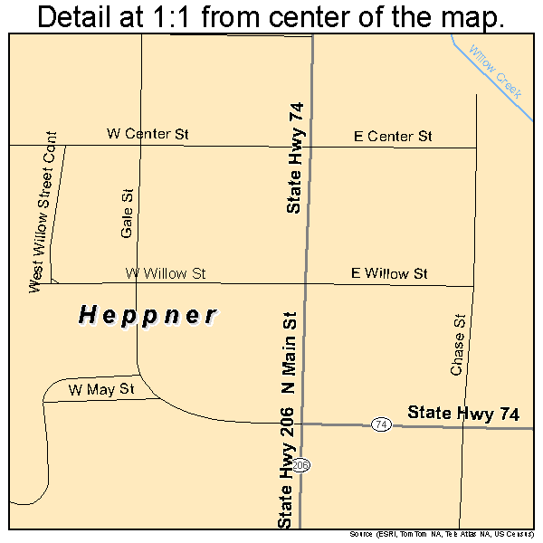 Heppner, Oregon road map detail