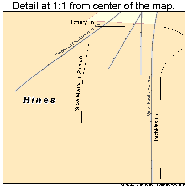 Hines, Oregon road map detail