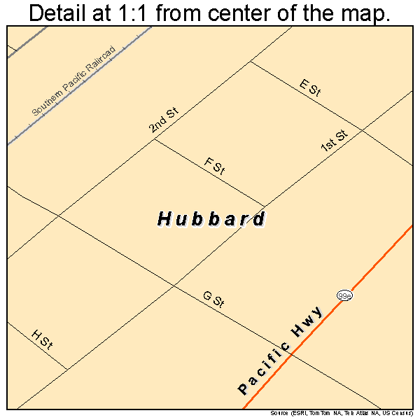 Hubbard, Oregon road map detail