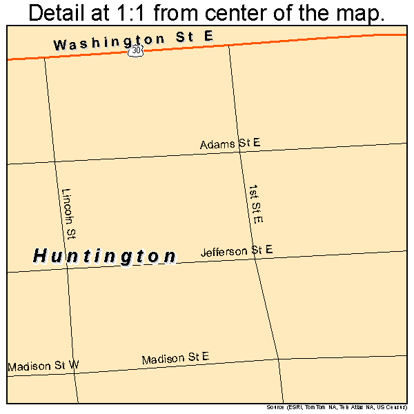 Huntington, Oregon road map detail