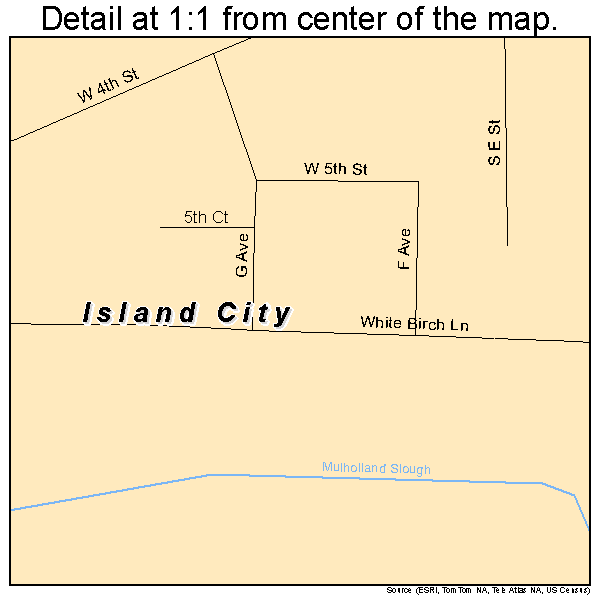 Island City, Oregon road map detail