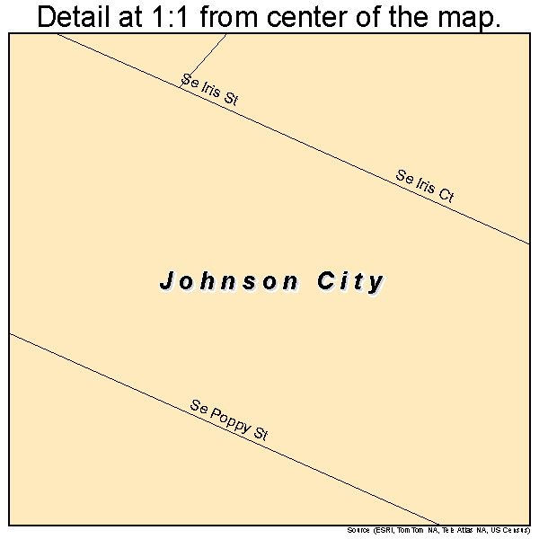 Johnson City, Oregon road map detail