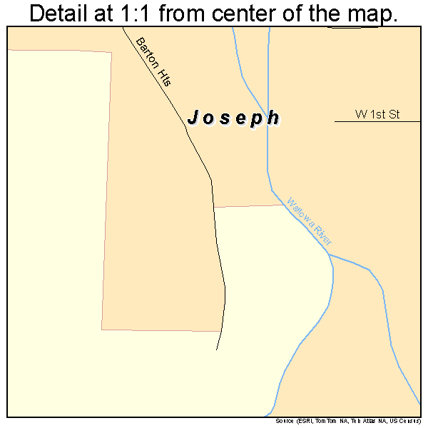 Joseph, Oregon road map detail