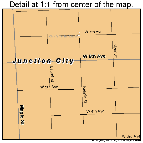 Junction City, Oregon road map detail