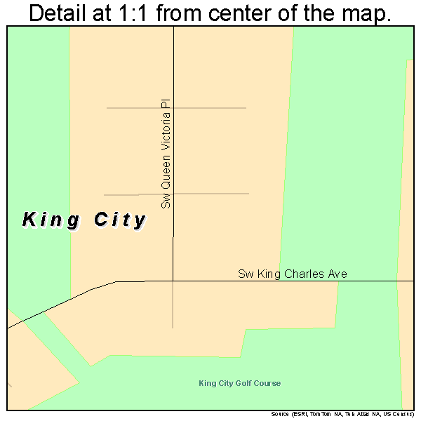 King City, Oregon road map detail