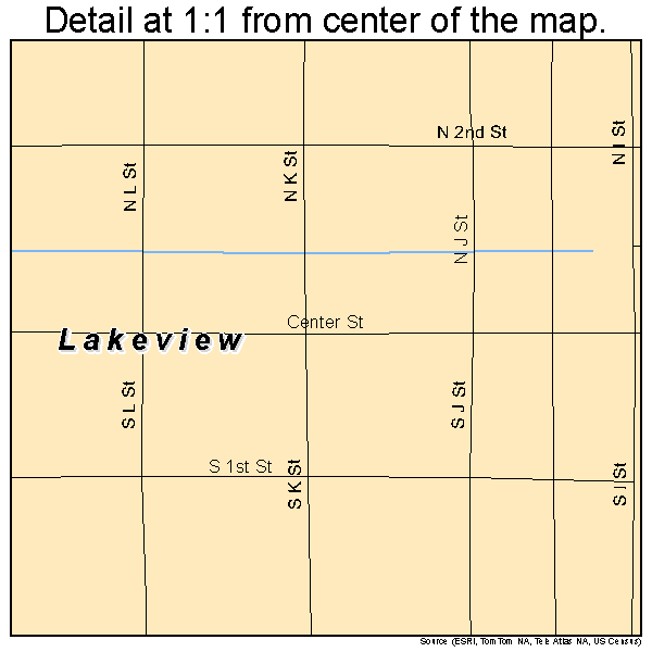 Lakeview, Oregon road map detail