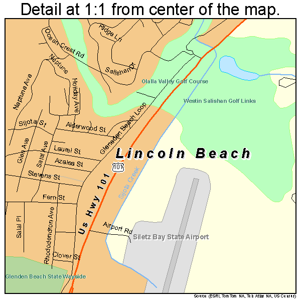 Lincoln Beach, Oregon road map detail