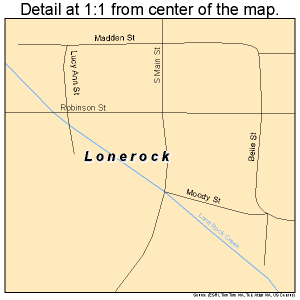Lonerock, Oregon road map detail