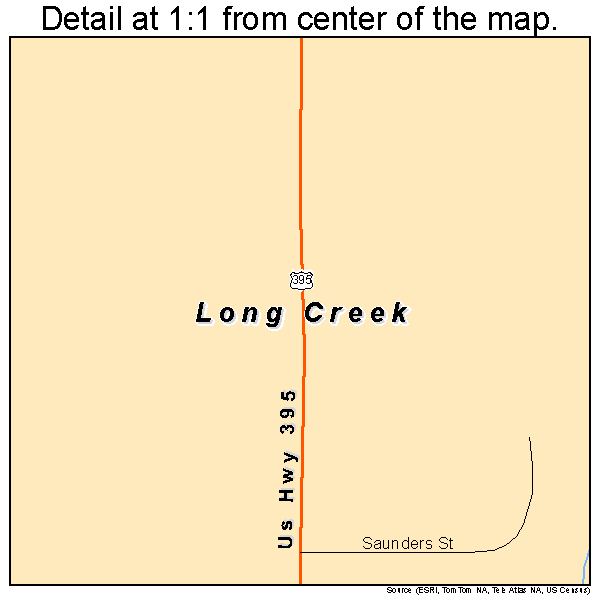 Long Creek, Oregon road map detail