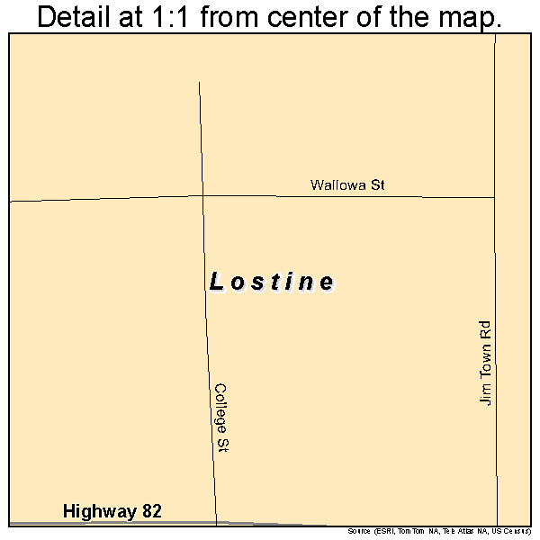 Lostine, Oregon road map detail