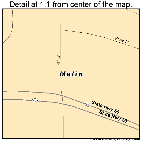 Malin, Oregon road map detail