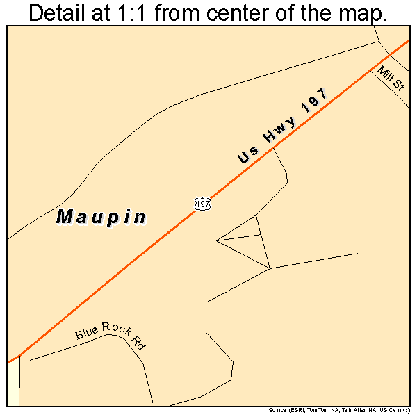 Maupin, Oregon road map detail