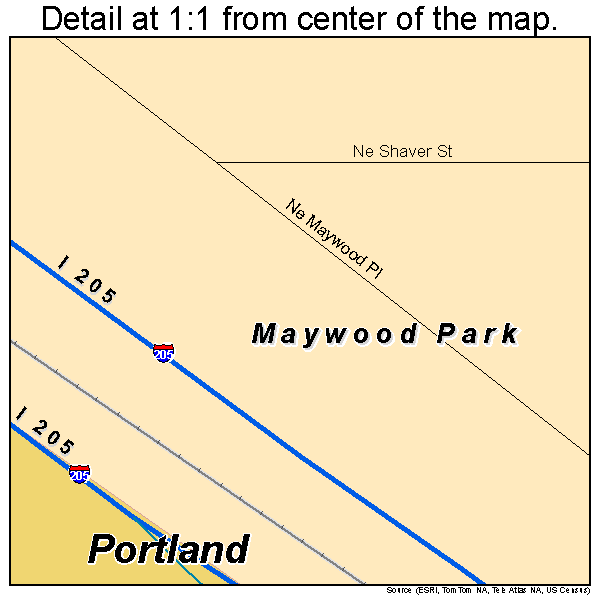 Maywood Park, Oregon road map detail