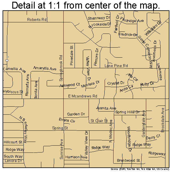Medford, Oregon road map detail