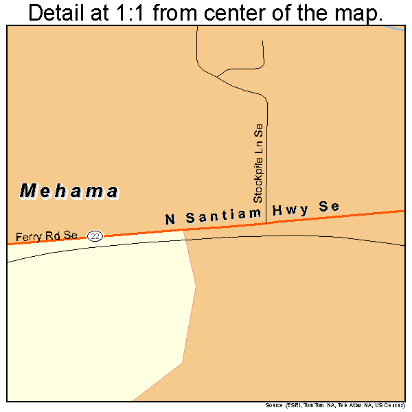 Mehama, Oregon road map detail