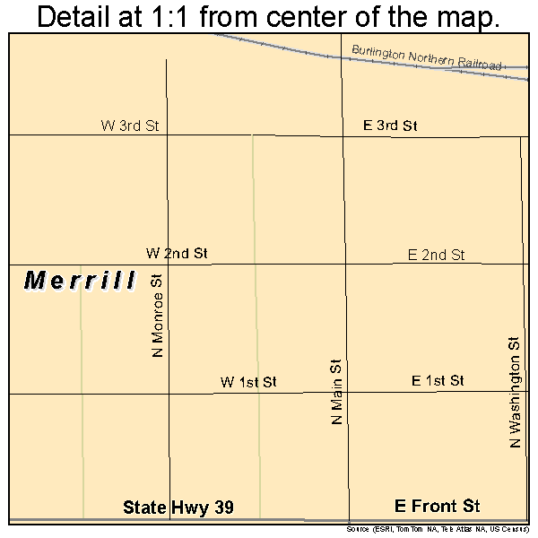 Merrill, Oregon road map detail