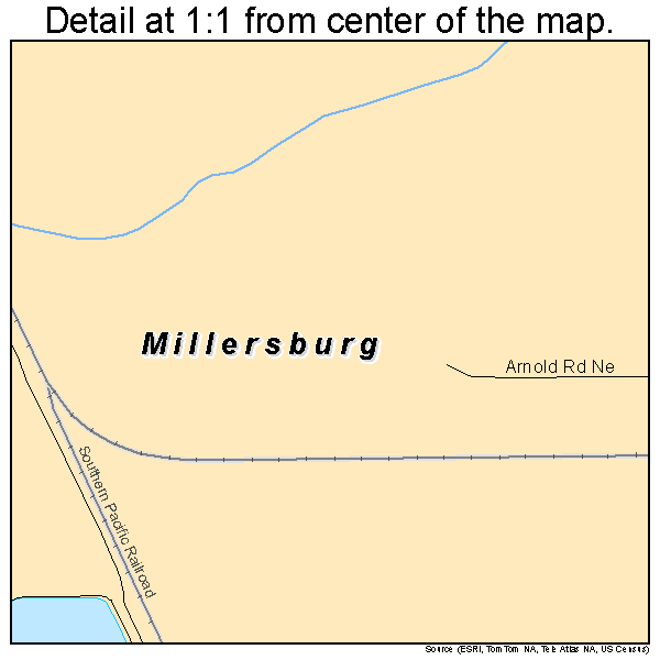 Millersburg, Oregon road map detail