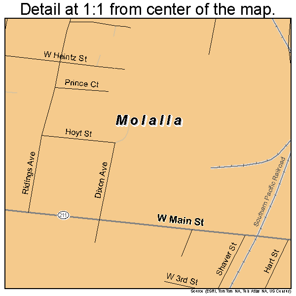 Molalla, Oregon road map detail