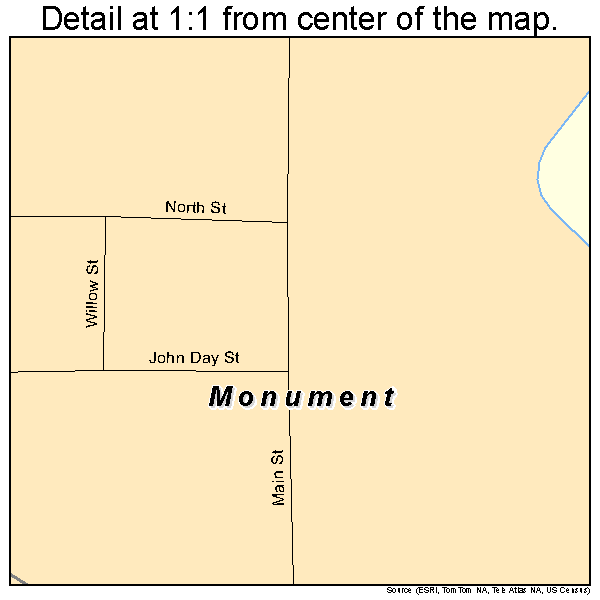 Monument, Oregon road map detail