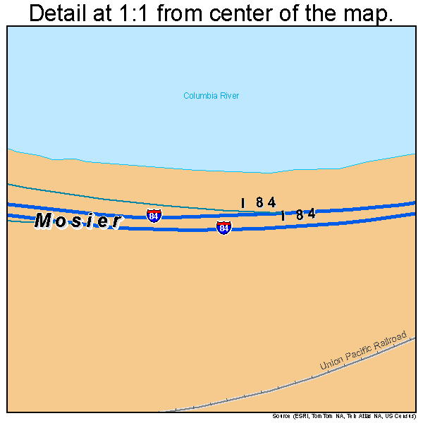 Mosier, Oregon road map detail