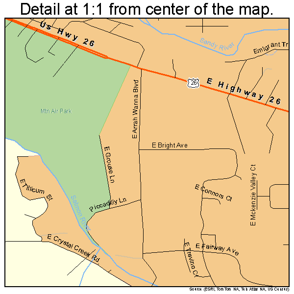 Mount Hood Village, Oregon road map detail