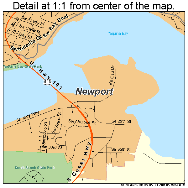 Newport, Oregon road map detail
