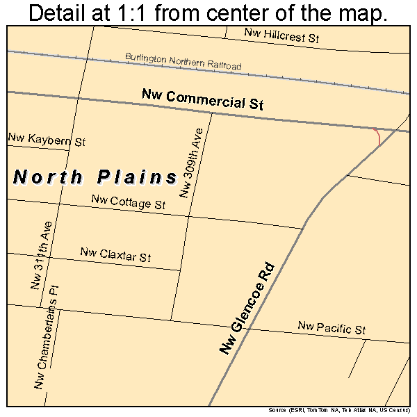 North Plains, Oregon road map detail