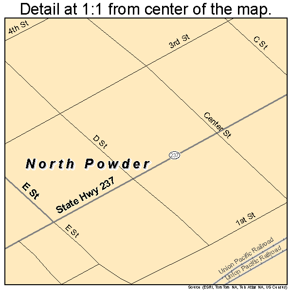 North Powder, Oregon road map detail