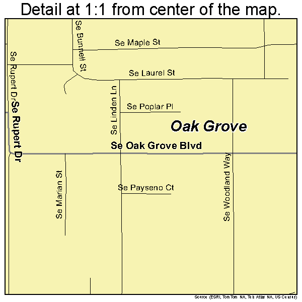 Oak Grove, Oregon road map detail