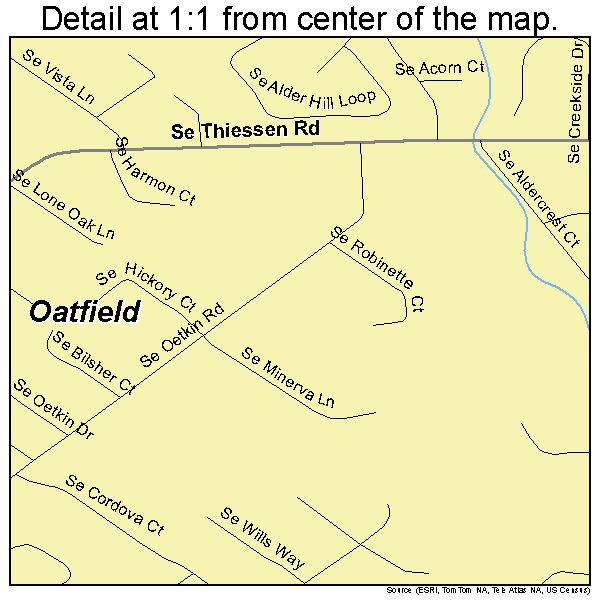 Oatfield, Oregon road map detail