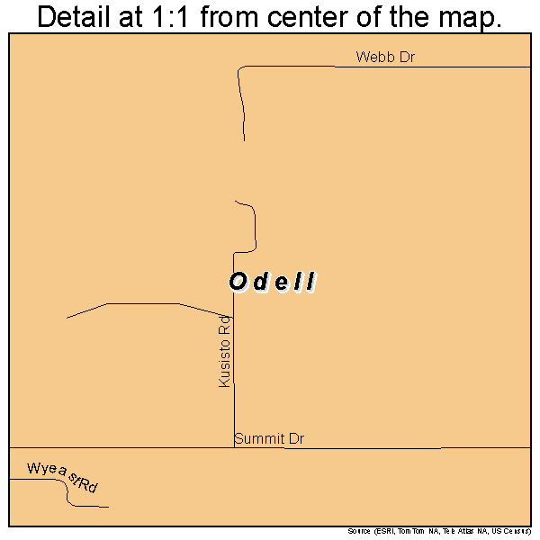 Odell, Oregon road map detail