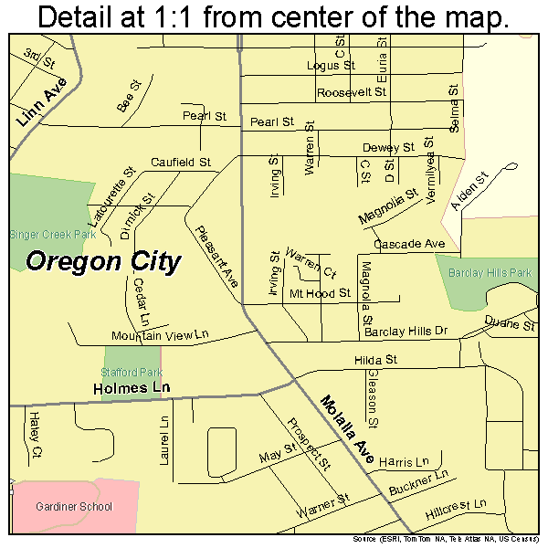 Oregon City, Oregon road map detail