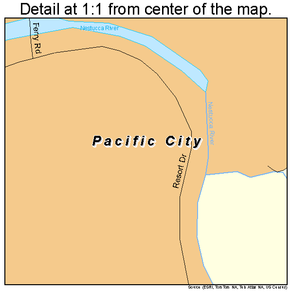 Pacific City, Oregon road map detail
