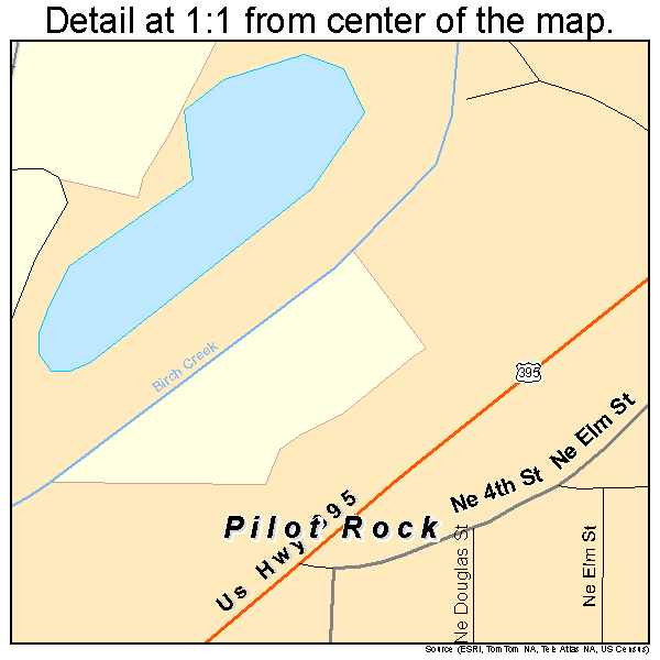 Pilot Rock, Oregon road map detail