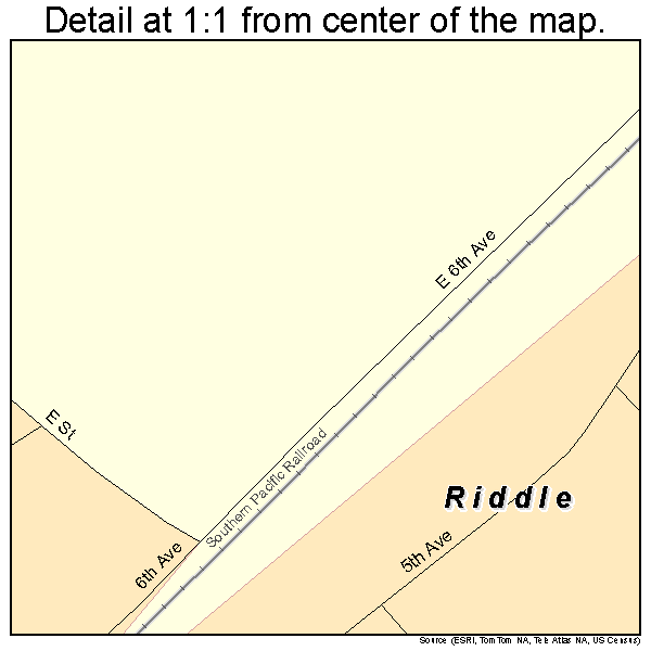 Riddle, Oregon road map detail
