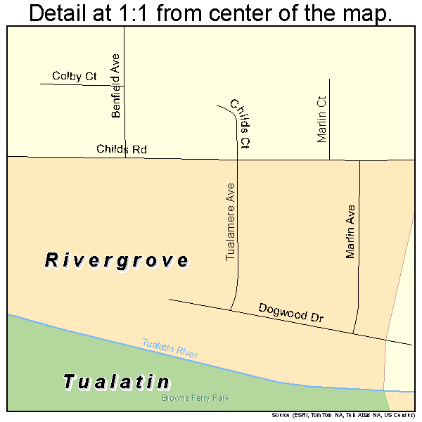 Rivergrove, Oregon road map detail
