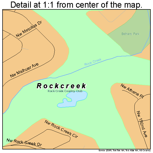 Rockcreek, Oregon road map detail