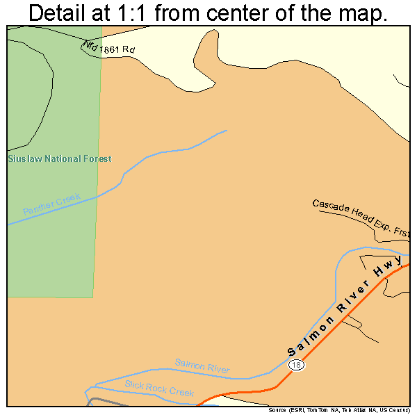 Rose Lodge, Oregon road map detail