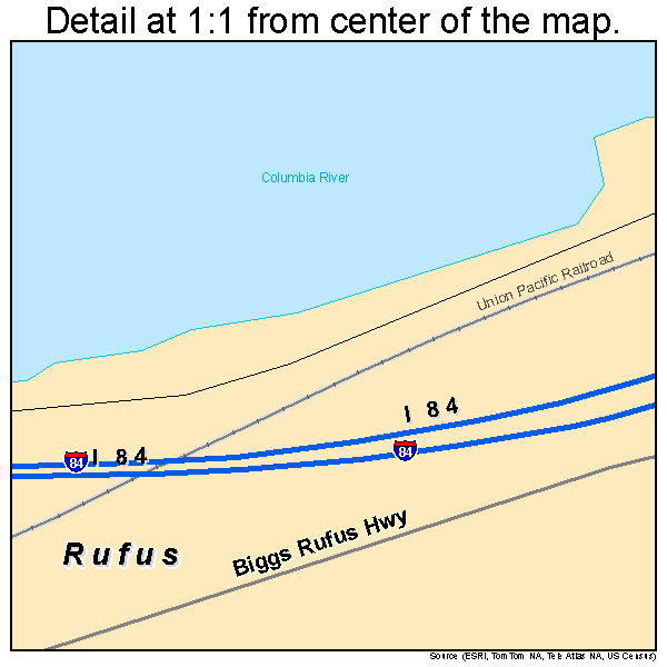 Rufus, Oregon road map detail
