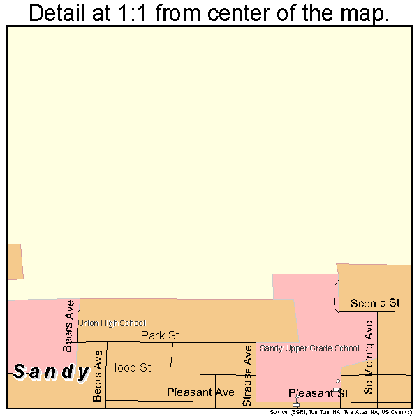 Sandy, Oregon road map detail