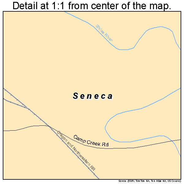 Seneca, Oregon road map detail