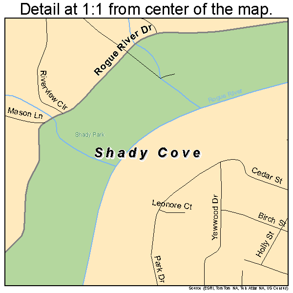Shady Cove, Oregon road map detail