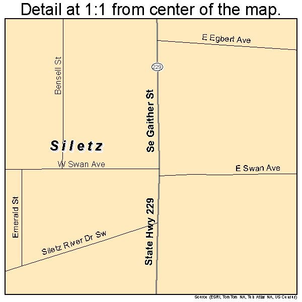 Siletz, Oregon road map detail
