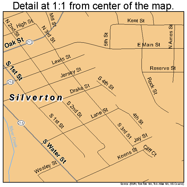 Silverton, Oregon road map detail
